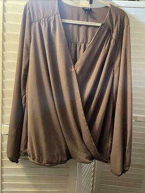 torrid Brown Wrap Blouse